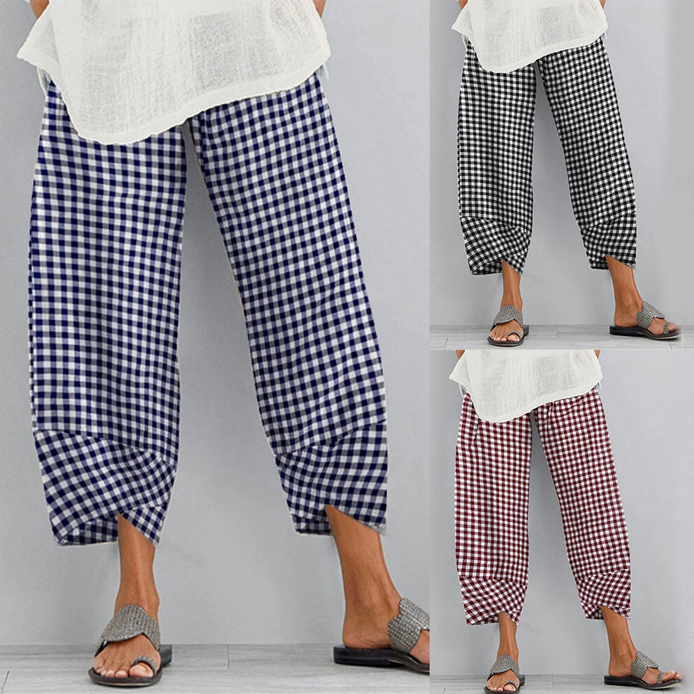 Versatile Checkered Cropped Pants by Andrea Serena