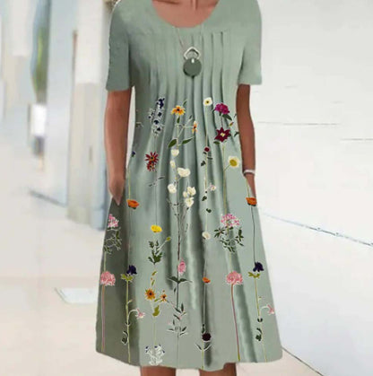 Andrea's™ | Geblümtes Faltenkleid in A-Linie