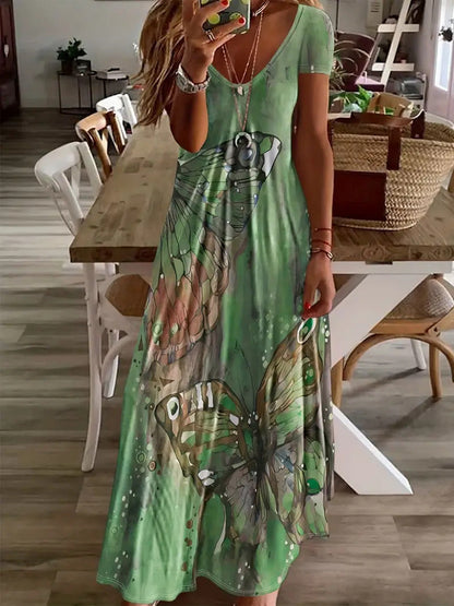 Maxikleid von Andrea Serena mit Schmetterlingsmuster im Boho-Stil