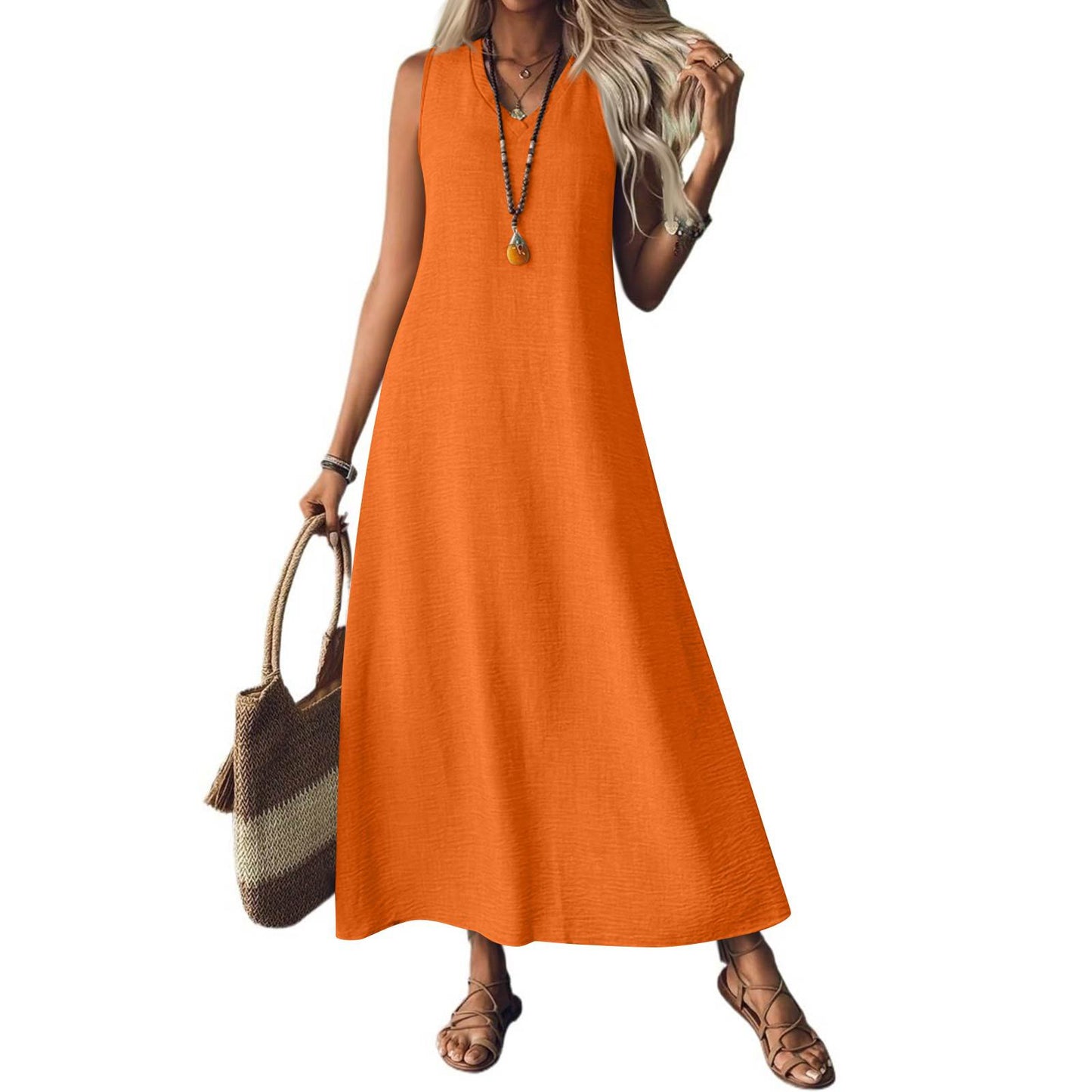Schickes ärmelloses Hanfkleid von Andrea Serena
