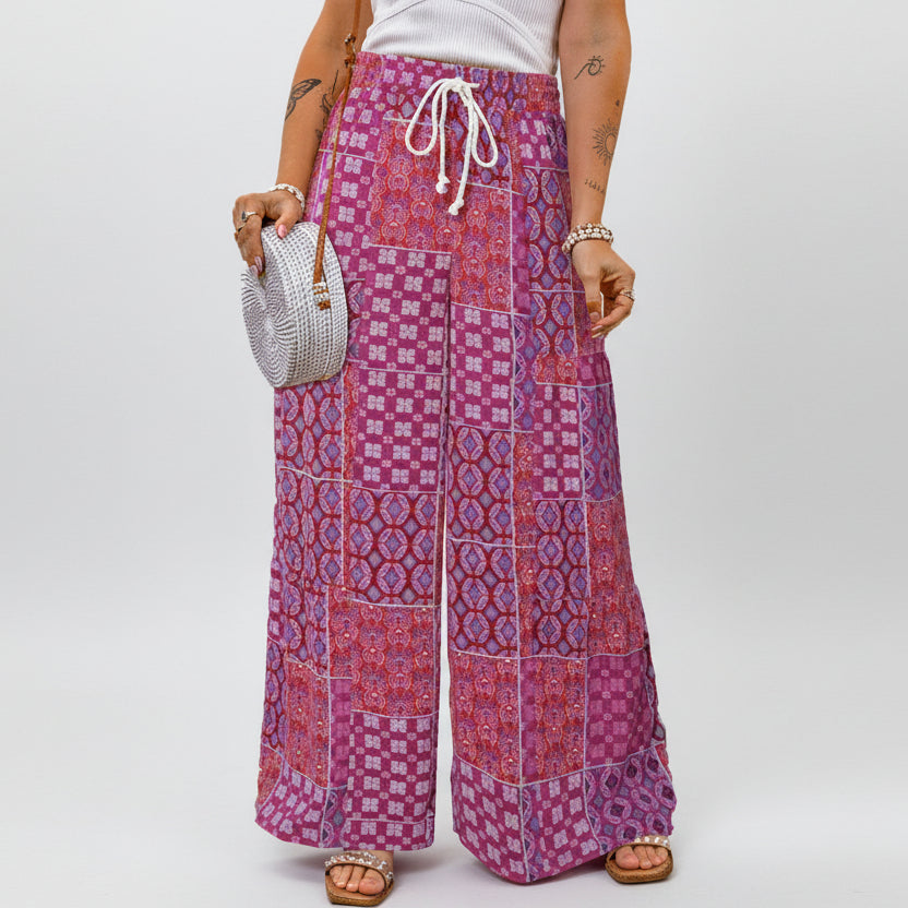 Boho-Blumenhose von Andrea Serena mit weitem Bein