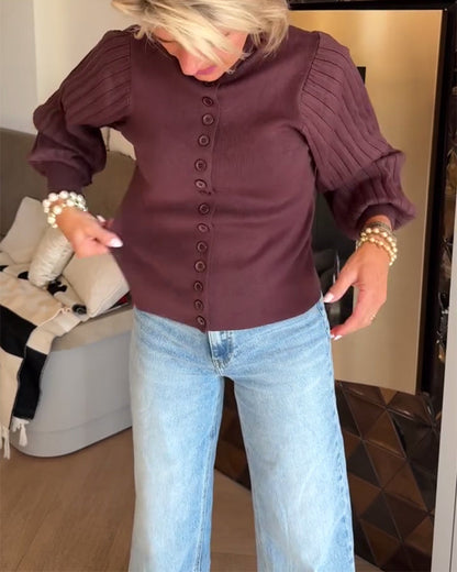 Andrea's™ | Langärmelige Strickjacke mit Knopfleiste