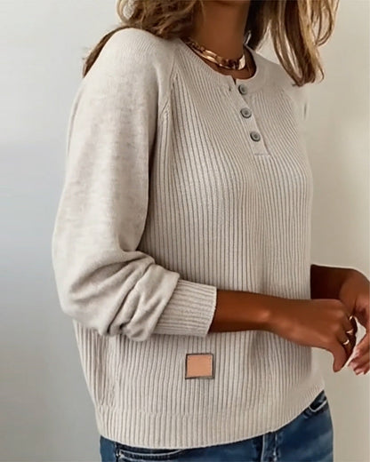 Andrea's™ | Pullover stylischer Knopf Raglanärmel