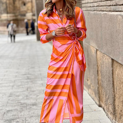 Andrea's™ | Wickel-Maxikleid im Polo-Stil mit lebendigen Farben