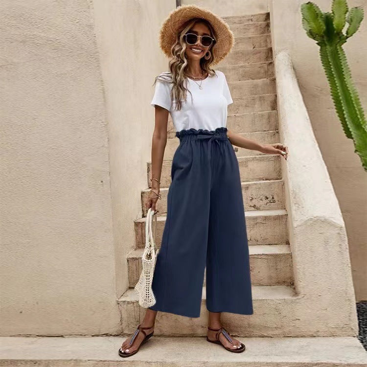 Pinterest-inspirierte Leinenhose von Andrea Serena mit weitem Bein