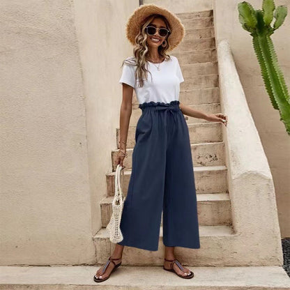 Pinterest-inspirierte Leinenhose von Andrea Serena mit weitem Bein