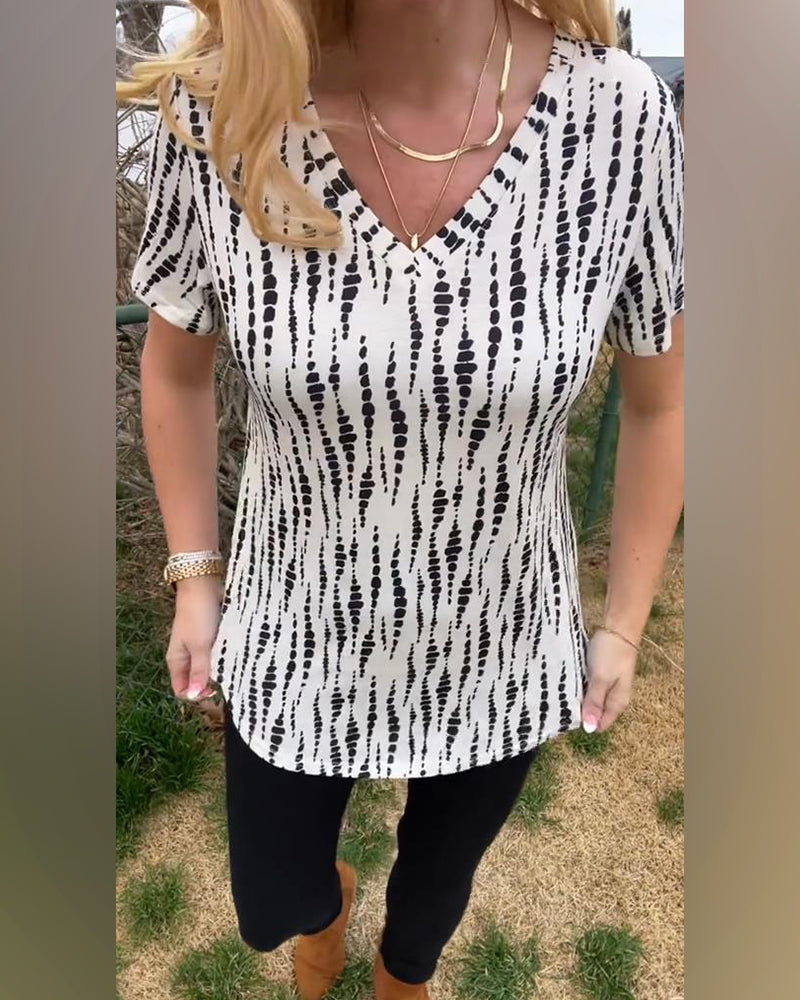 Andrea's™ | T-Shirt bedruckt kurzärmelig V-Ausschnitt