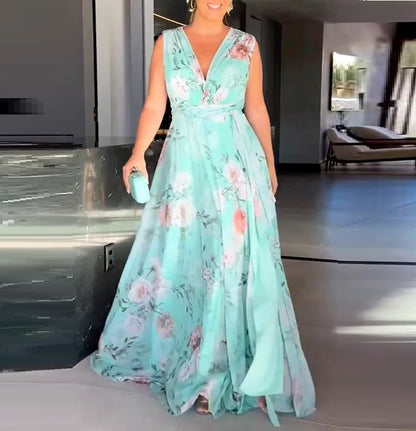 Andrea's™ | Elegantes Maxikleid aus Chiffon mit Blumenmuster