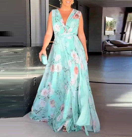 Andrea's™ | Elegantes Maxikleid aus Chiffon mit Blumenmuster
