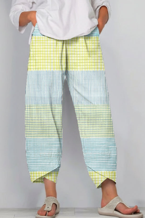 Andrea Serena Cropped Pants mit lebhaften Streifen