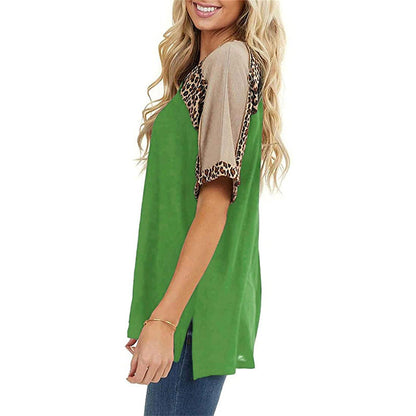 Leopard Splice Andrea Serena Casual Kurzarmtop