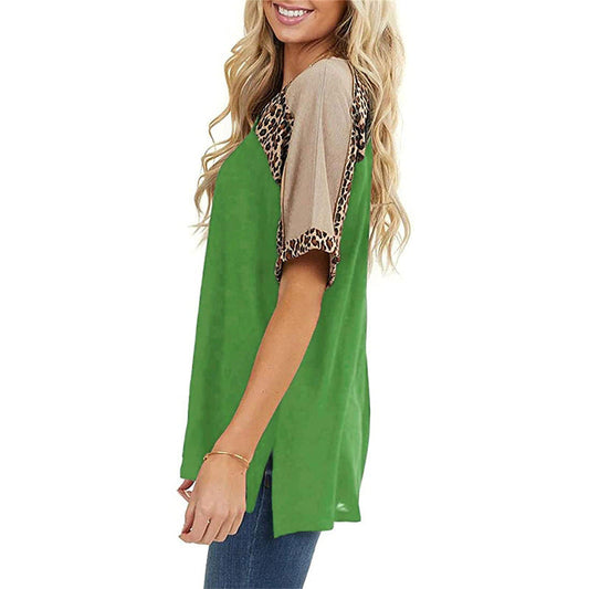 Leopard Splice Andrea Serena Casual Kurzarmtop