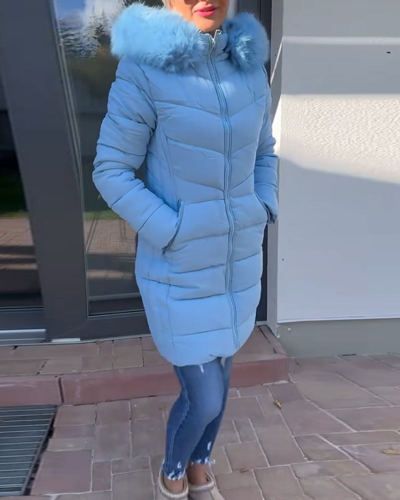 Andrea's™ | Lässige, einfarbige, wattierte jacke mit reißverschluss und tasche