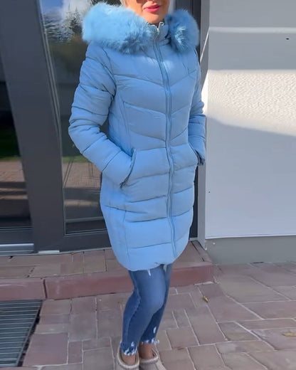 Andrea's™ | Lässige, einfarbige, wattierte jacke mit reißverschluss und tasche