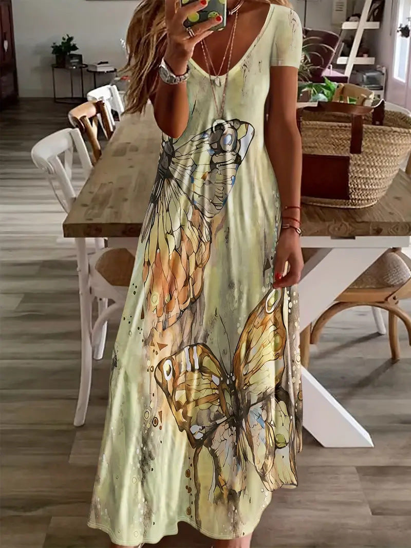 Maxikleid von Andrea Serena mit Schmetterlingsmuster im Boho-Stil