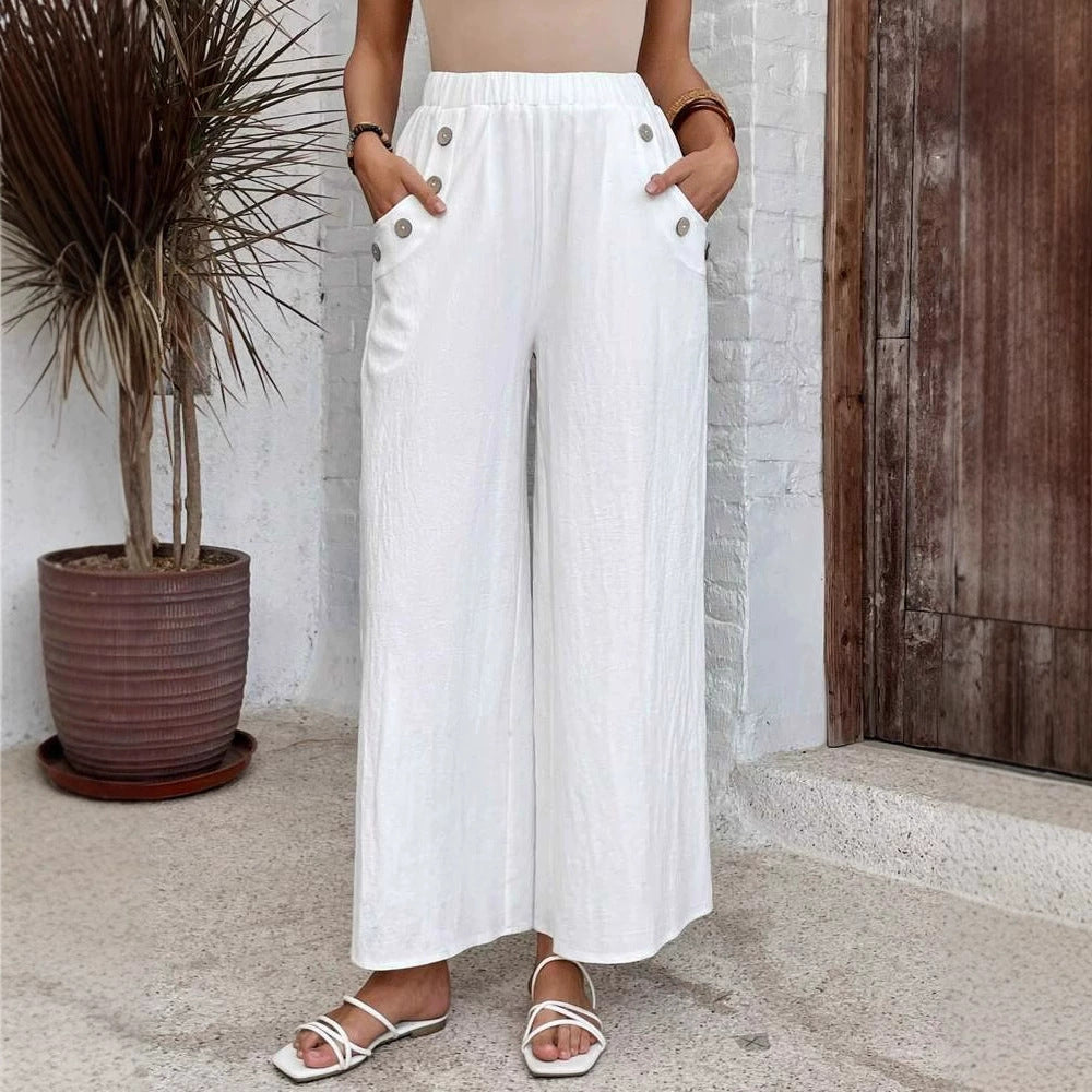 Entspannte, hochtaillierte Hose mit weitem Bein von Andrea Serena