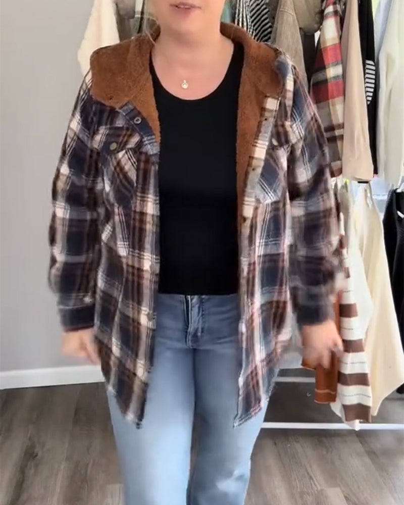 Andrea's™ | Karierte Kapuzen-Wollmantel