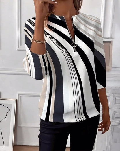 Andrea's™ | T-Shirt lässig Reißverschluss geometrischen Druck