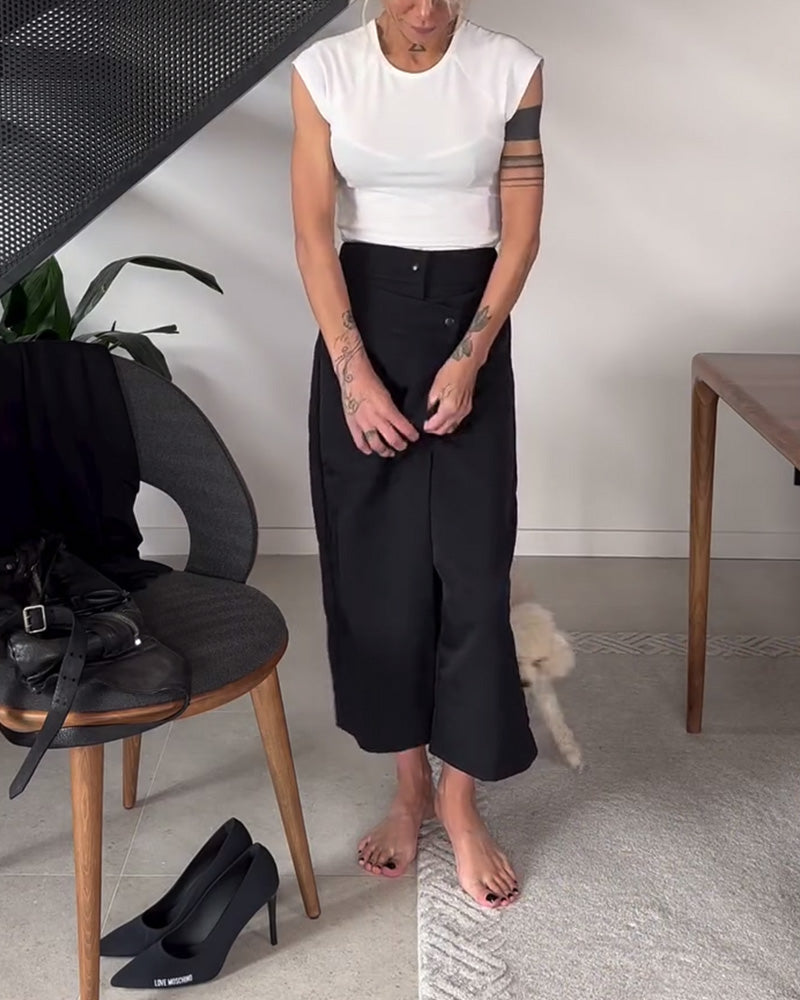 Andrea's™ | Schlichte, einfarbige, asymmetrische Freizeithose