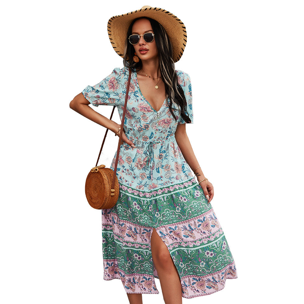 Boho-Kleid mit Blumenmuster, Andrea Serena, Sommerstil
