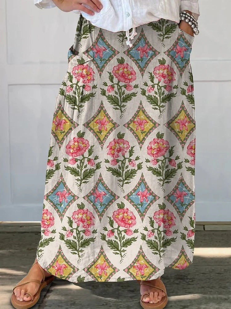 Retro-Blumenrock von Andrea Serena, Alltagsrock mit Taschen