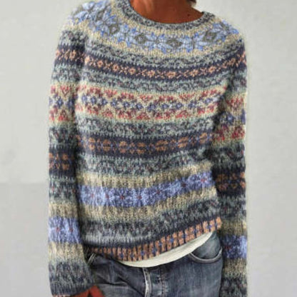 Andrea's™ | Bedruckter Pullover mit Rundhalsausschnitt Dicker