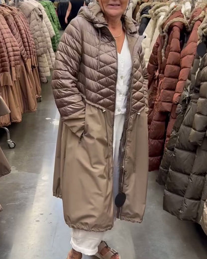 Andrea's™ | lange gesteppte Jacke mit Kapuze