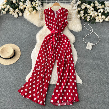 Schicker Chiffon-Jumpsuit mit Polka-Dots von Andrea Serena