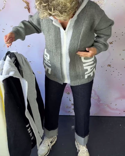 Andrea's™ | Lässiger Langärmliger Pullover-Mantel mit Buchstaben