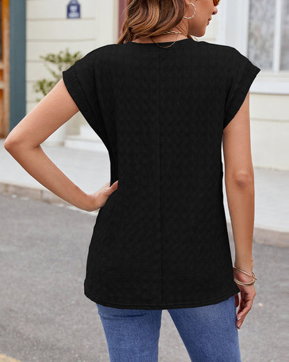 Andrea's™ | T-Shirt Rundhalsausschnitt einfarbig kurzarm