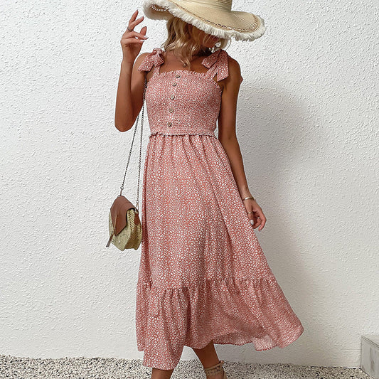 Geblümtes, rückenfreies Midikleid von Andrea Serena