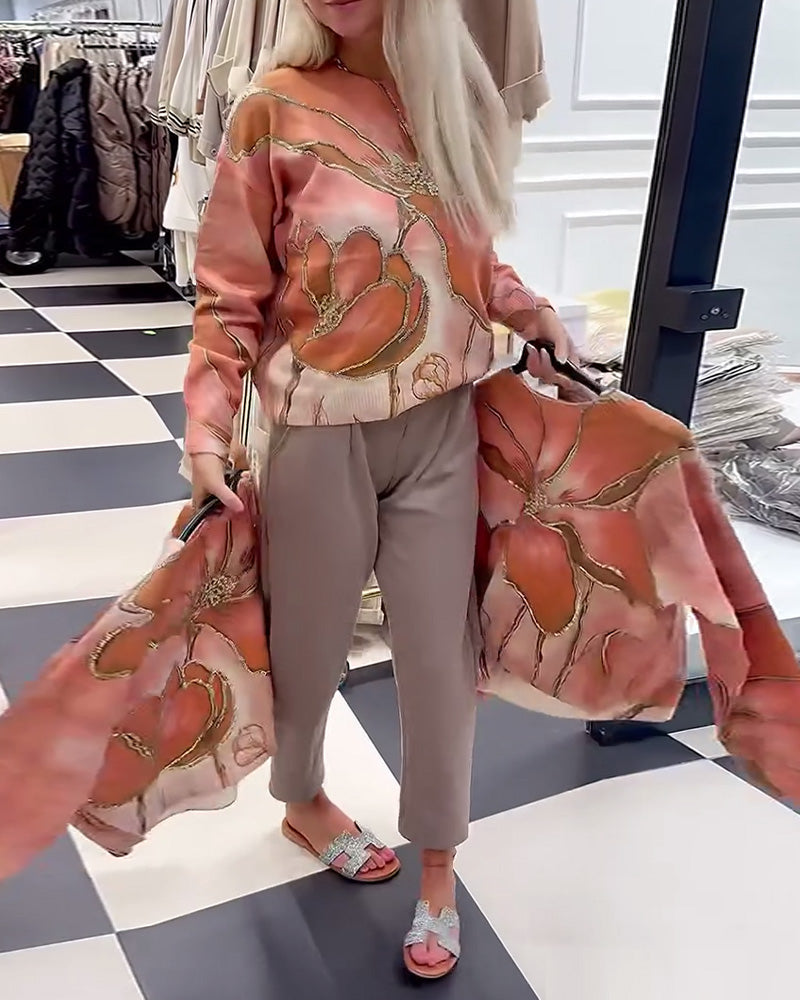 Andrea's™ | Rundhals Bedruckter Lockerer Pullover