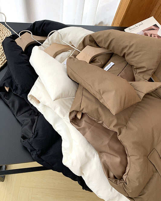 Andrea's™ | Einfache einfarbige ärmellose Steppjacke mit Reißverschlusstasche