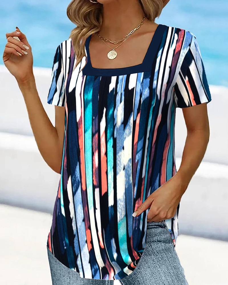 Andrea's™ | T-Shirt Kurzarm Weitkragen Bedruckt