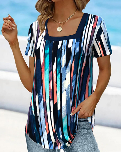 Andrea's™ | T-Shirt Kurzarm Weitkragen Bedruckt