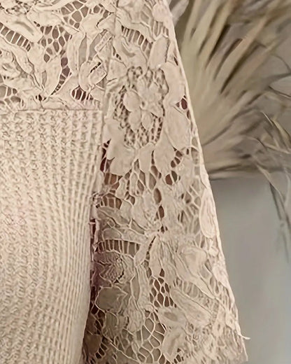 Andrea's™ | T-Shirt Spitzen Einsatz Gestrickt