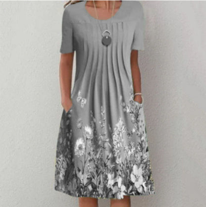 Andrea's™ | Geblümtes Faltenkleid in A-Linie
