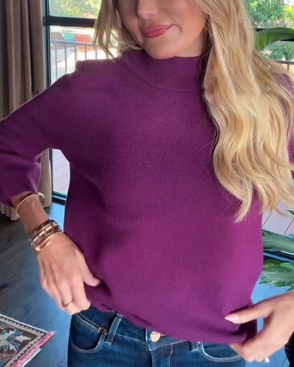 Andrea's™ | Pullover hochgeschlossen elegant Dreiviertelärmel