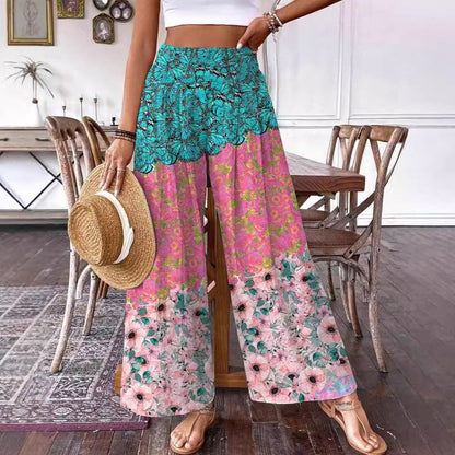 Elegante, hochgeschnittene Hose mit Blumenmuster von Andrea Serena