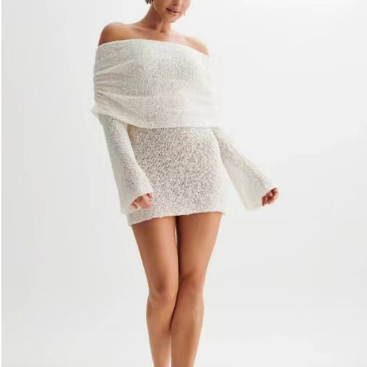 Andrea's™ | Damen Strick-Minikleid mit schulterfreiem Schnitt