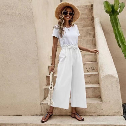 Pinterest-inspirierte Leinenhose von Andrea Serena mit weitem Bein