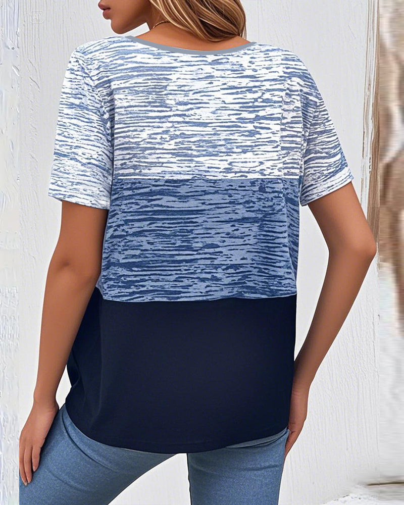 Andrea's™ | T-Shirt Rundhals Kurzarm Kontrastfarbe