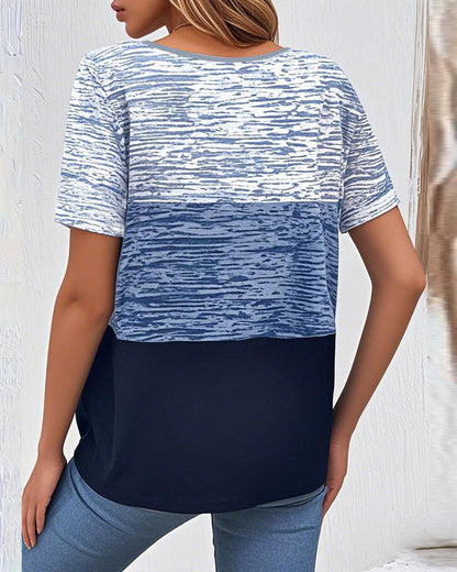 Andrea's™ | T-Shirt Rundhals Kurzarm Kontrastfarbe