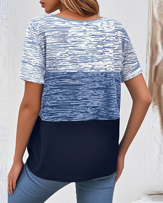 Andrea's™ | T-Shirt Rundhals Kurzarm Kontrastfarbe