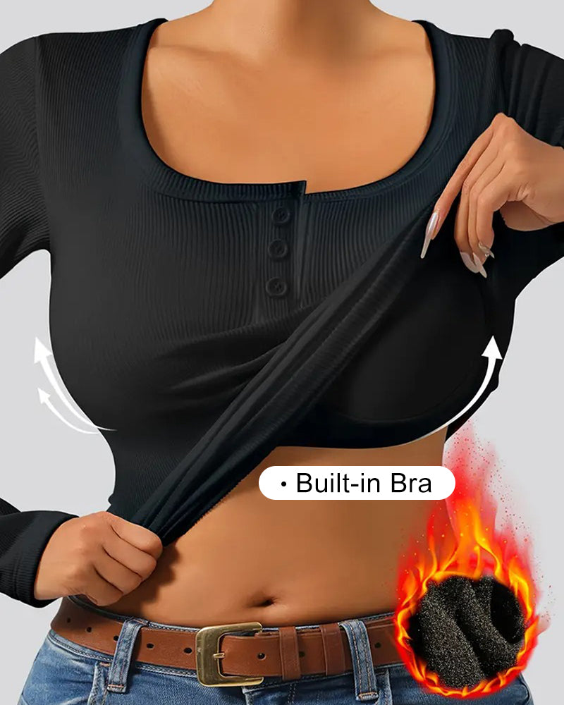 Andrea's™ | Top Chic U-Ausschnitt gepolstert gerippt