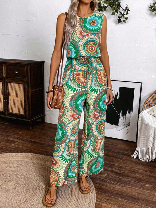 Ärmelloser Jumpsuit im Boho-Stil mit Print von Andrea Serena