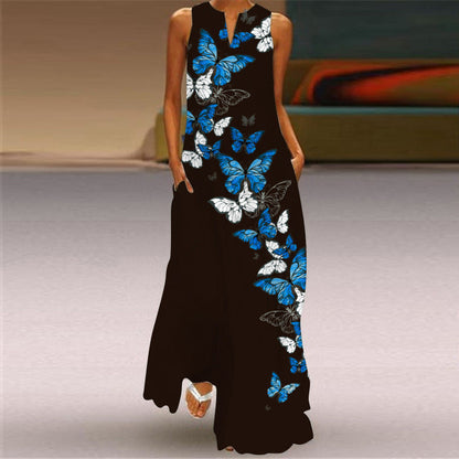 Ärmelloses Maxikleid von Andrea Serena mit Blumenmuster
