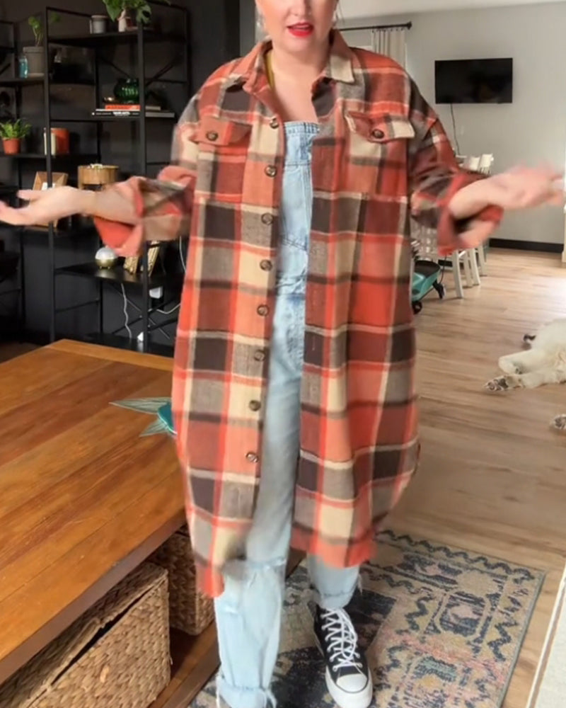 Andrea's™ | Lässiger karierter Mantel mit Knöpfen