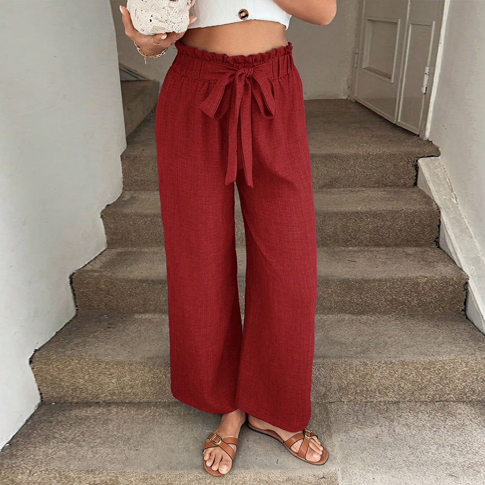 Rote, weite Andrea Serena Hose mit Kordelzug