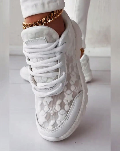 Andrea's™ | Einfache, einfarbige, atmungsaktive Schnürsneaker